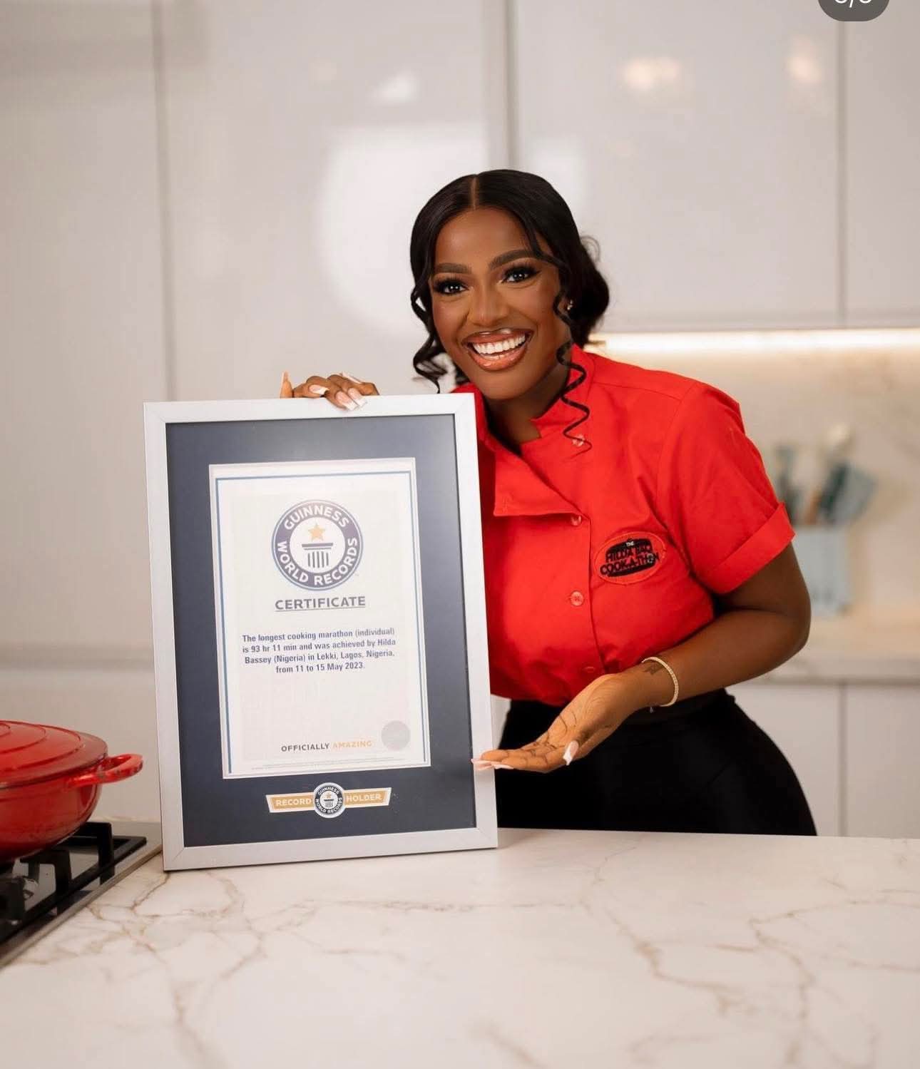 Hilda Baci Stamps Name In History, As Guinness Confirms 8.78 Tonnes Of Jollof Rice Record